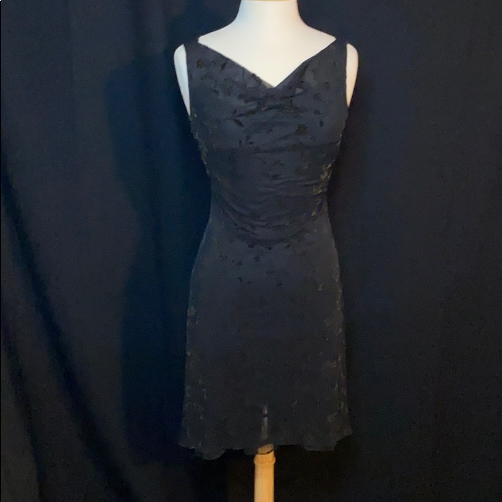 High-Low Black and Gold Cocktail Dress